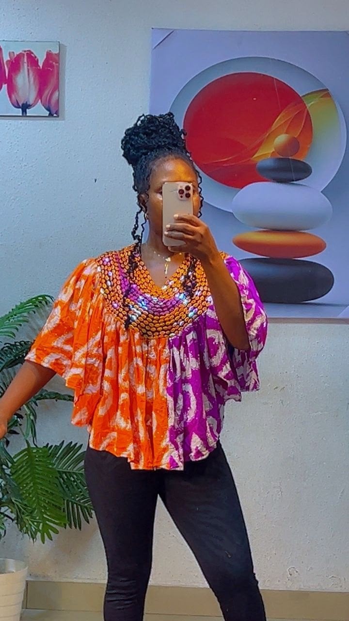 Elegant Ankara Tops with Fully Body Stones Size 10-16 Brand New