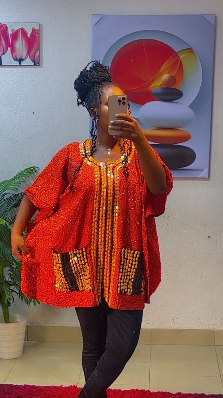 Ankara Tops With Fully Body Stones Size 10-16