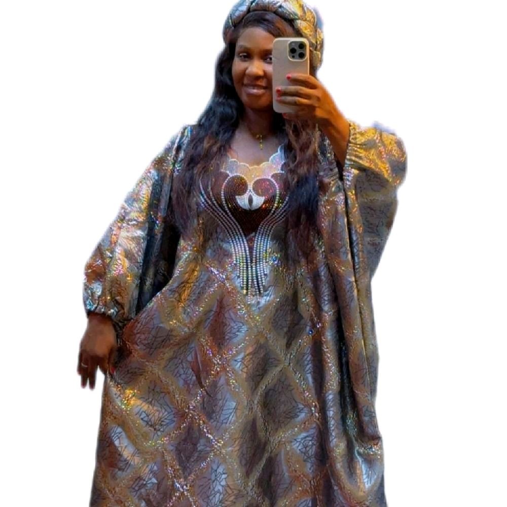 Women African Kaftan/Boubou Maxi Dress Batwing Sleeve Embroidered One Size 