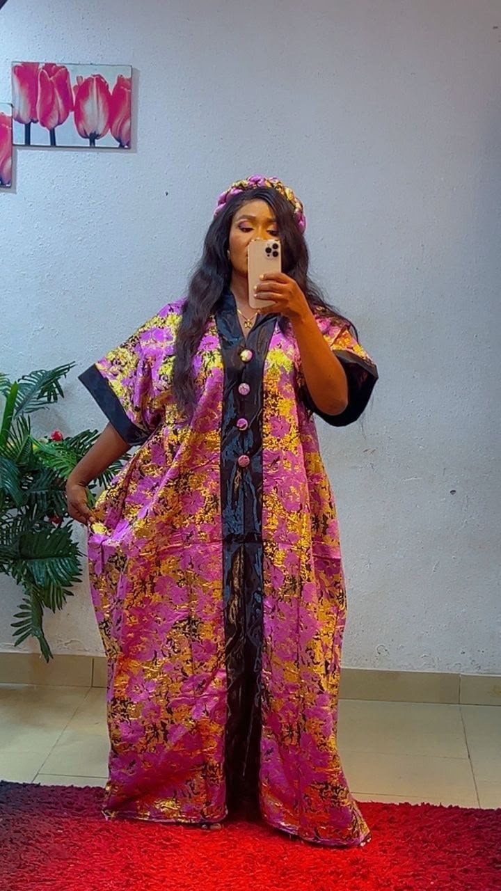 Women African Traditional Kaftan/Boubou Maxi Dress/Gown Multicolour One Size