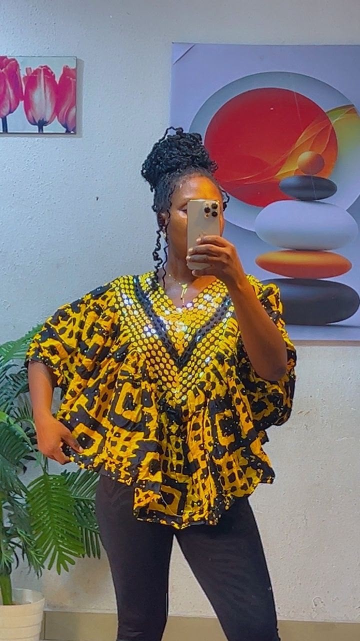 Elegant Ankara Tops with Fully Body Stones Size 10-16 Brand New