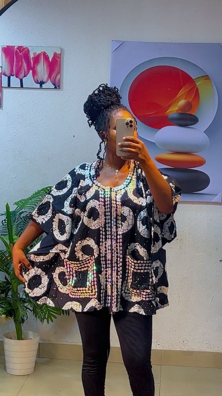 Ankara Tops With Fully Body Stones Size 10-16