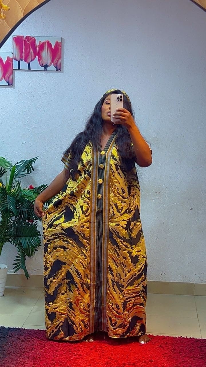 Women African Traditional Kaftan/Boubou Maxi Dress/Gown Multicolour One Size