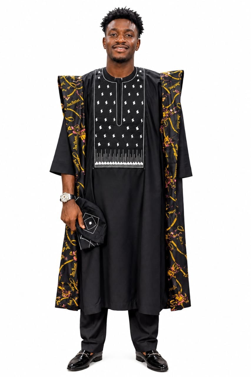 Men Traditional 3 Piece Nigerian Nigerian Agbada Style Embroidered size XL- 4XL 
