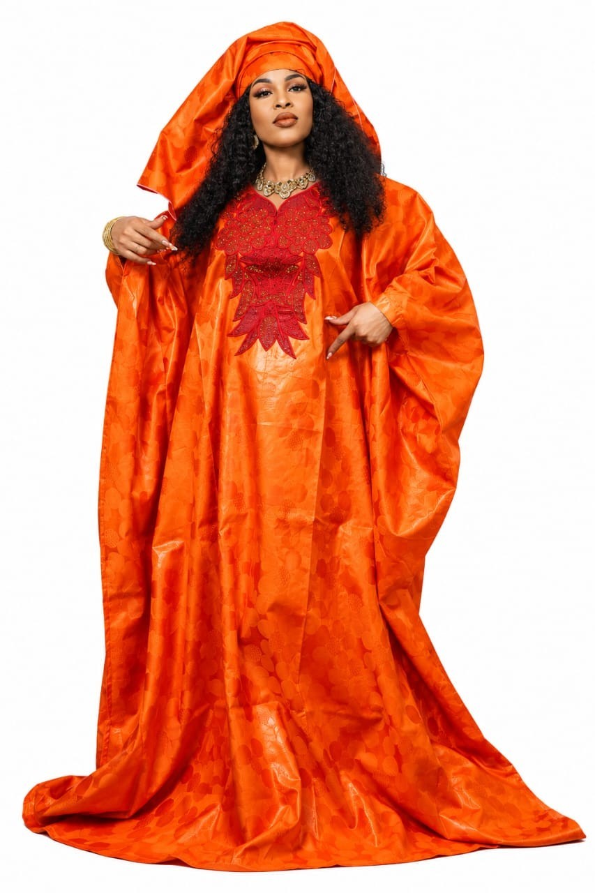 Women Traditional  Riche Bazin Senegalese Kaftan/Boubou Maxi Dress, One Size