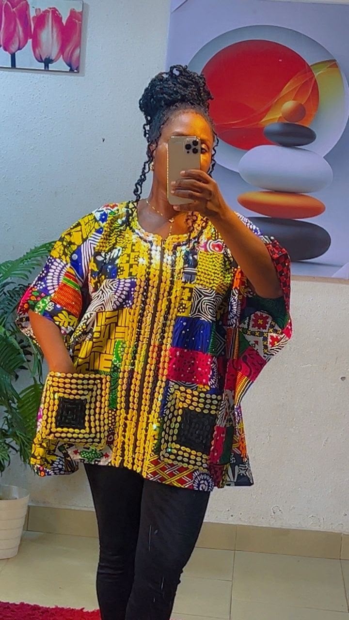 Ankara Tops With Fully Body Stones Size 10-16
