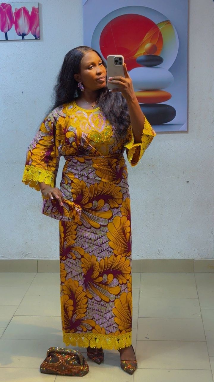 Women 100% Cotton Ankara Two Piece Set Wrapper and Top with Headtie, One Size