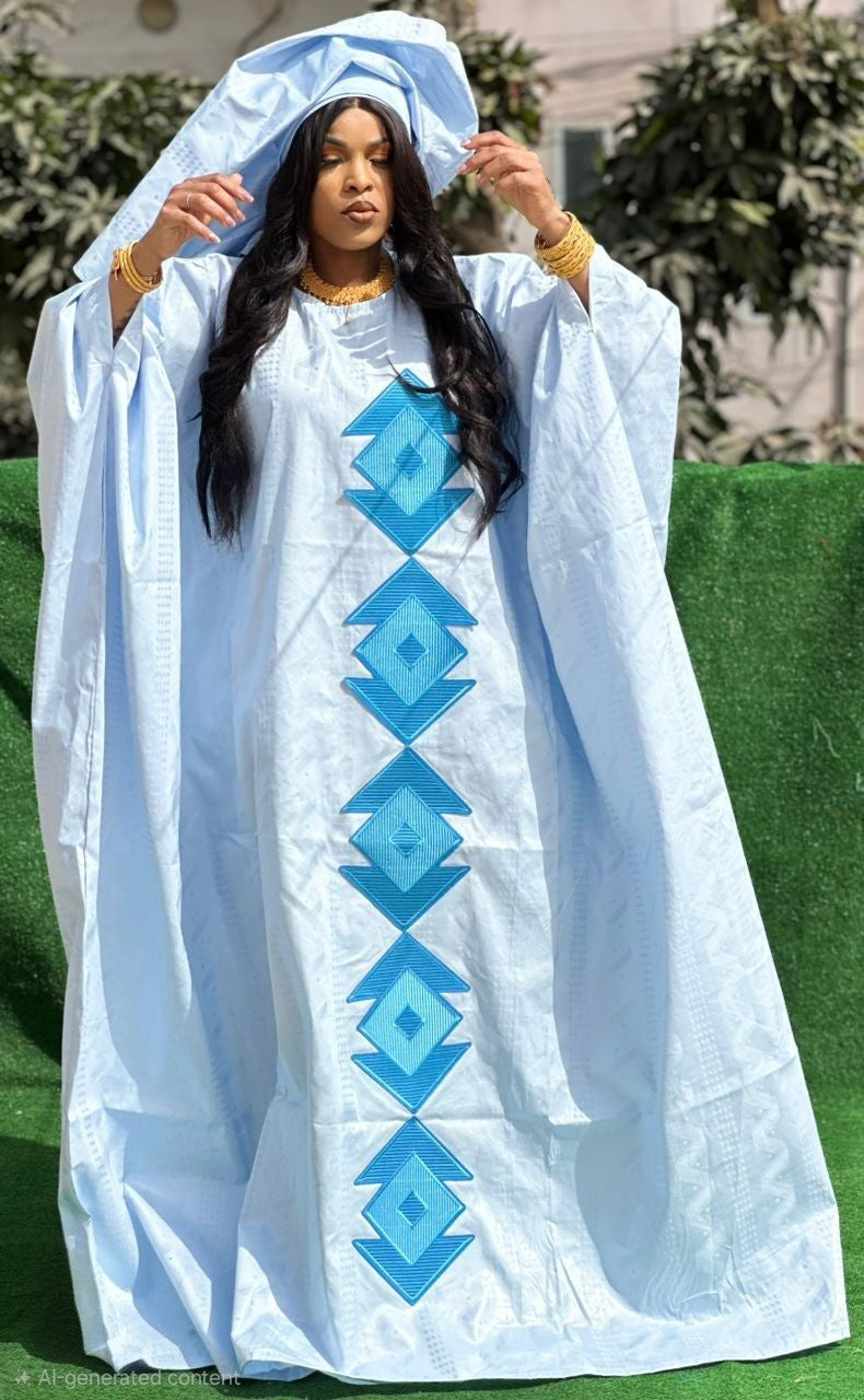 Women Traditional Riche Bazin Riche Dress Free Size