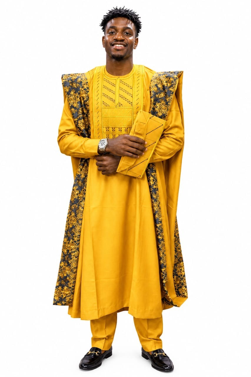 Men Traditional 3 Piece Nigerian Nigerian Agbada Style Embroidered size XL- 4XL 