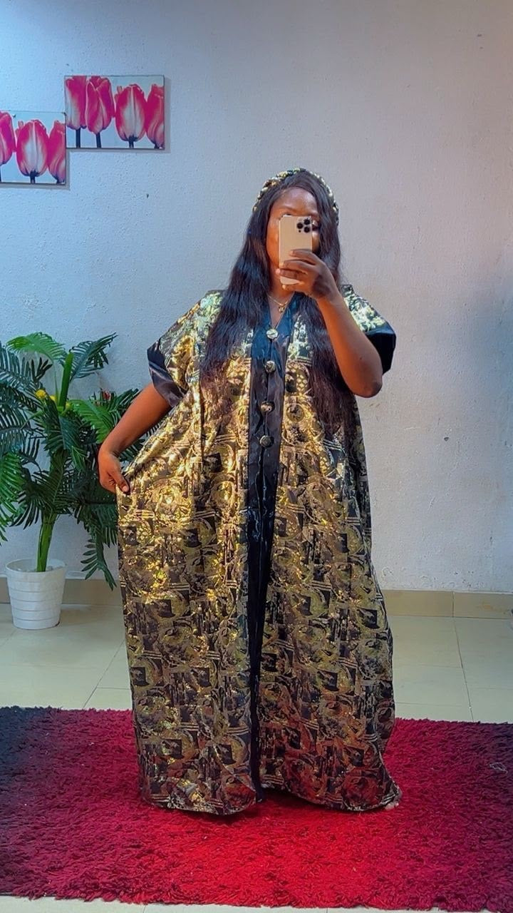 Women African Traditional Kaftan/Boubou Maxi Dress/Gown Multicolour One Size