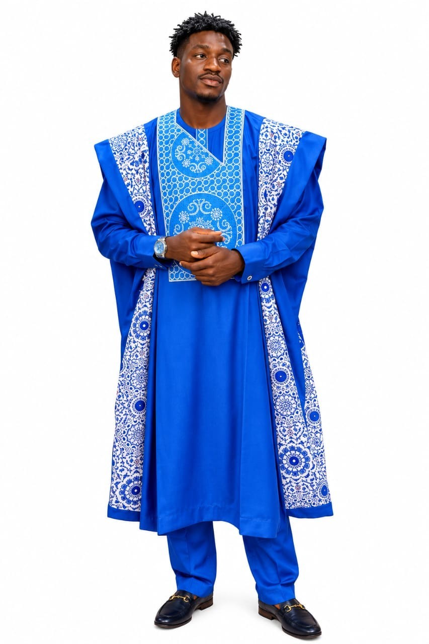 Men Traditional 3 Piece Nigerian Nigerian Agbada Style Embroidered size XL- 4XL 