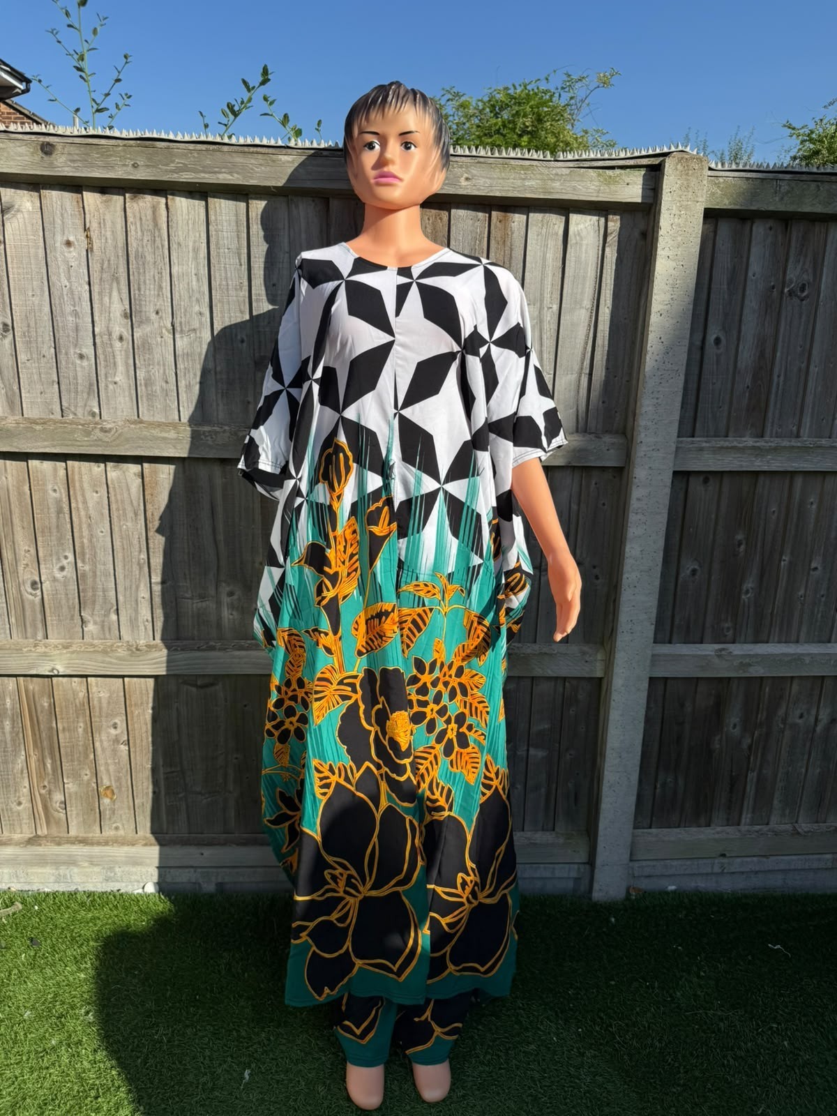 Kimono Top Trousers Two-Piece Cotton Ankara Outfit African Size 10-18