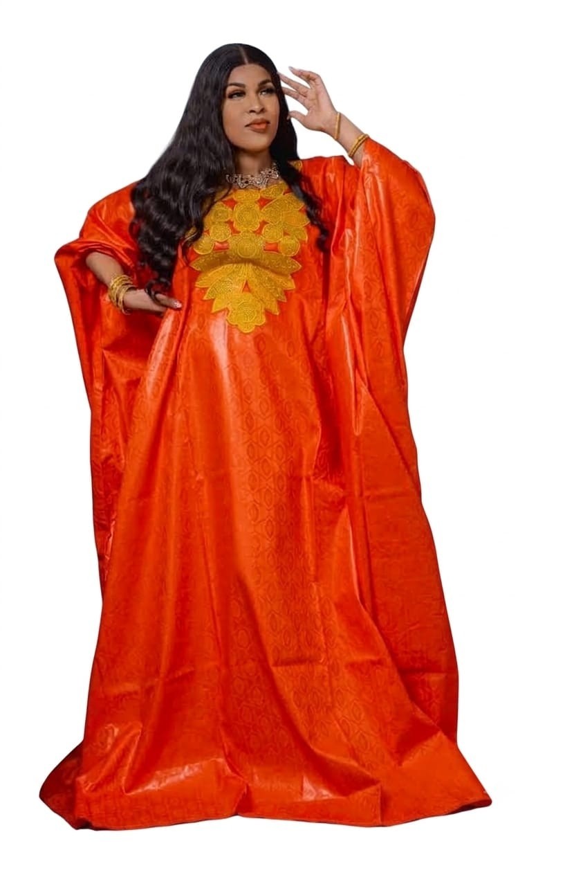 Women Traditional  Riche Bazin Senegalese Kaftan/Boubou Maxi Dress, One Size