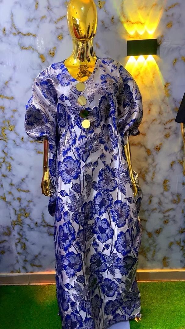 Women African Kaftan Maxi Dress Matching Headwrap Floral Multi Colour One Size 