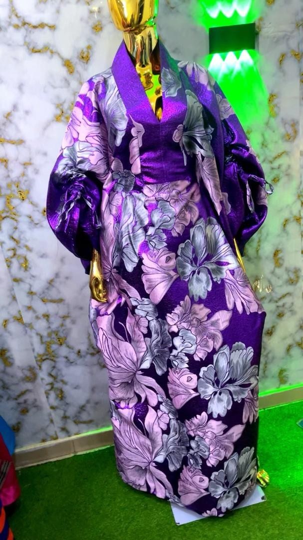 Women African Kaftan Maxi Dress Matching Headwrap Floral Multi Colour One Size 