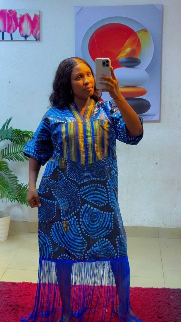 Kampala with Aso Oke Neck Short Dresses with Fringes for Women Party Wear