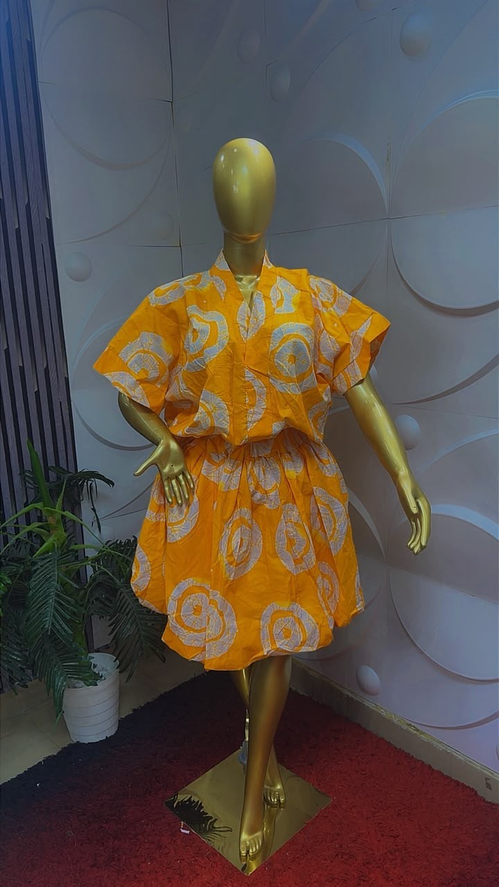 Women Nigerian Ankara African Print Skater Dress Short Sleeve  Multi One Size