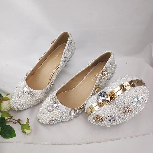 BaoYaFang Women wedding shoes with matching bags High heels platform shoes Peacock Ladies Paty shoe and bag Round Toe Pumps