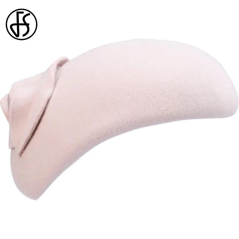 FS White Wool Felt Fascinator Hat For Women Ladies Pink Pillbox Hats Black Wedding Kentucky Derby Fedora Chapeau Femme Party Hat