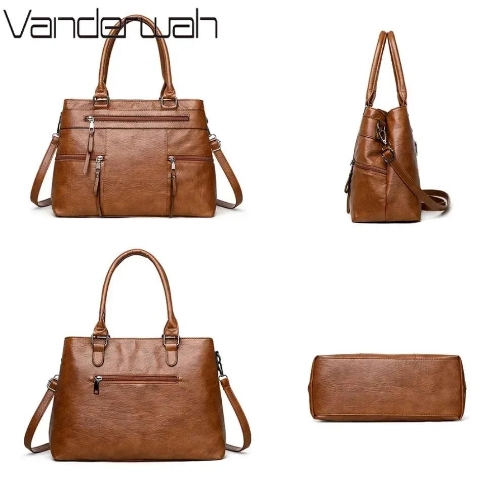Elegant Handbag for Women High Quality Leather Top-Handle Bags Purse Ladies Shoulder Crossbody Bag Large Casual Tote 2025 Hot