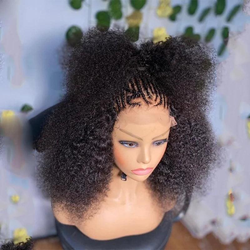 Soft Long 26inch Natural Black 180Density Kinky Curly Lace Front Wig For Women BabyHair Preplucked Heat Resistant Glueless
