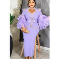 Elegant African Dresses For Women 2025 New Fashion Ruffle Sleeve Wedding Party Long Dress Plus Size Evening Gown Ladies Clothing