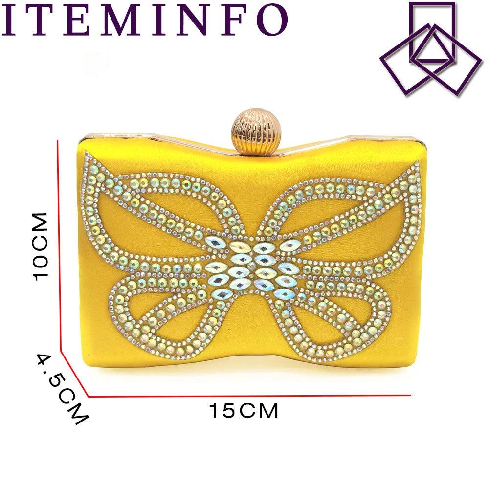 Yellow Classy Bowknot Pointed Toe Women's Shoes High Heel Elegant Sandals Shallow Mouth Shoes Bag Set Women