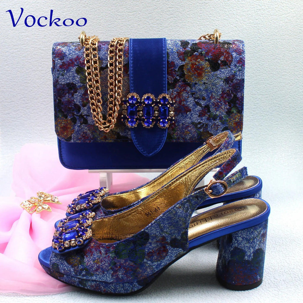 Summer Hot Sale 2024 Italian Design Shoes Matching Bag to Match in Royal Blue Color High Quality for Wedding Party