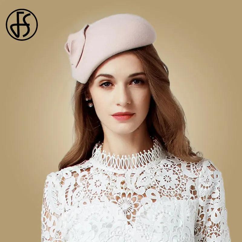 FS White Wool Felt Fascinator Hat For Women Ladies Pink Pillbox Hats Black Wedding Kentucky Derby Fedora Chapeau Femme Party Hat