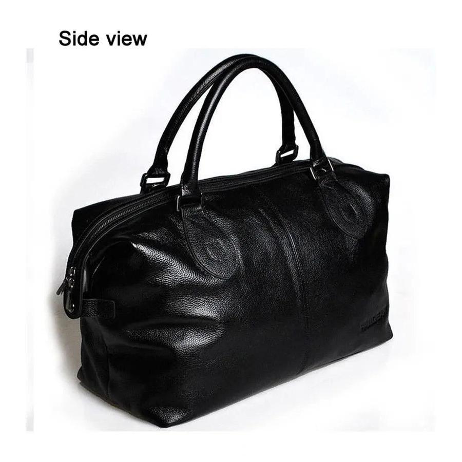 Fashion Genuine Leather Travel Bag Men's Luggage Bags Large Male Duffle Bag weekend Women Shoulder Bag Big Tote Handbag Black