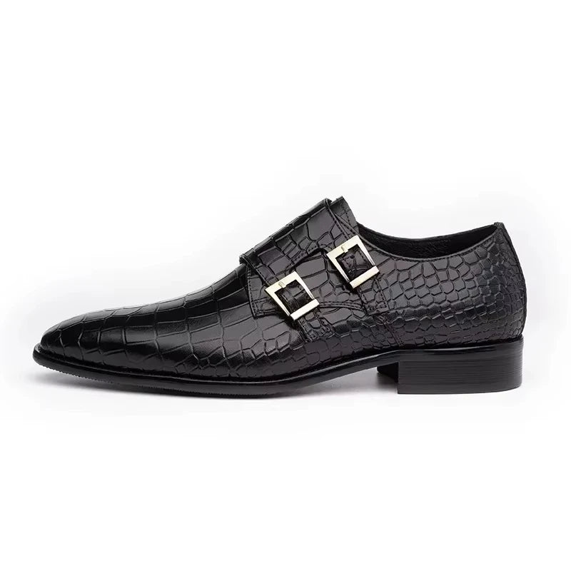 Men's Genuine Leather Dress Loafers Handmade Double Buckle Monk Slip-On Shoes for Party & Formal Wear Fashion& Men's Footwear