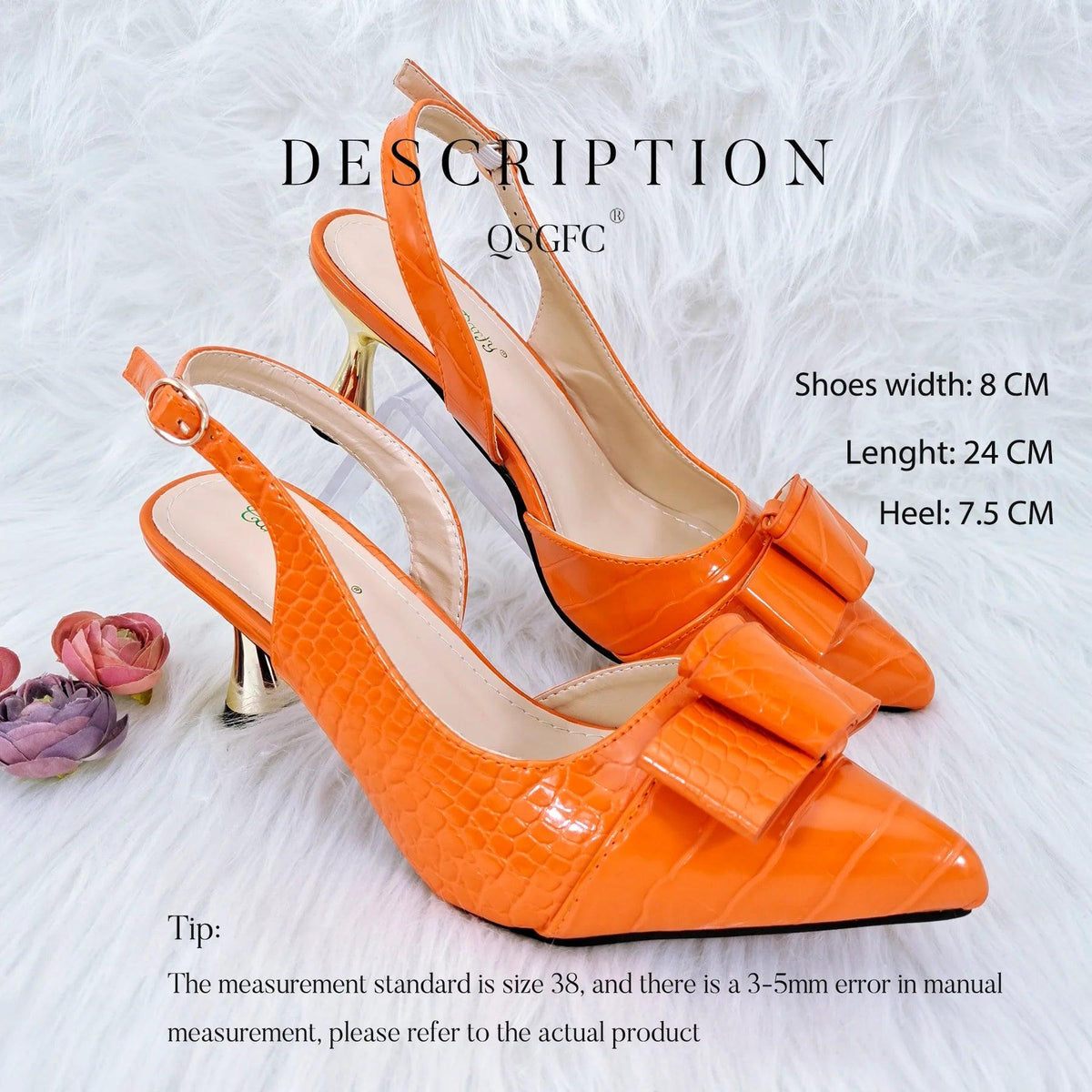 Italian Design Retro Women's Bag And Shoes Set Smooth Leather Material With Multi-Color Ribbons Suitable For Banquet Or Office