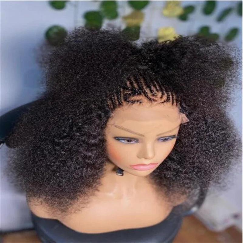 Soft Long 26inch Natural Black 180Density Kinky Curly Lace Front Wig For Women BabyHair Preplucked Heat Resistant Glueless