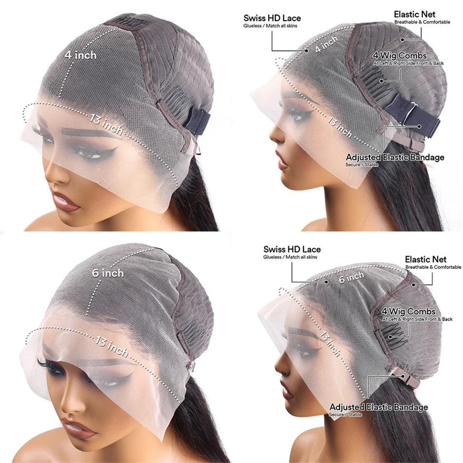 Chocolate Brown 30 32 Inch 13x6 Hd Lace Frontal Wig 13x4 Hd Lace Front Human Hair Brown Wigs Straight Human Hair Wigs For Women