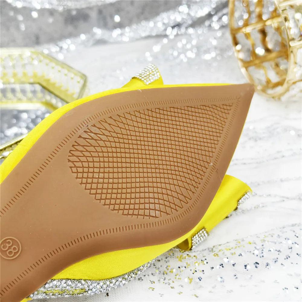 New Arrival Elegant African Party High-heeled Shoes Chain Decoration Trendy Women's Sandals Nigerian Women Wedding Pumps