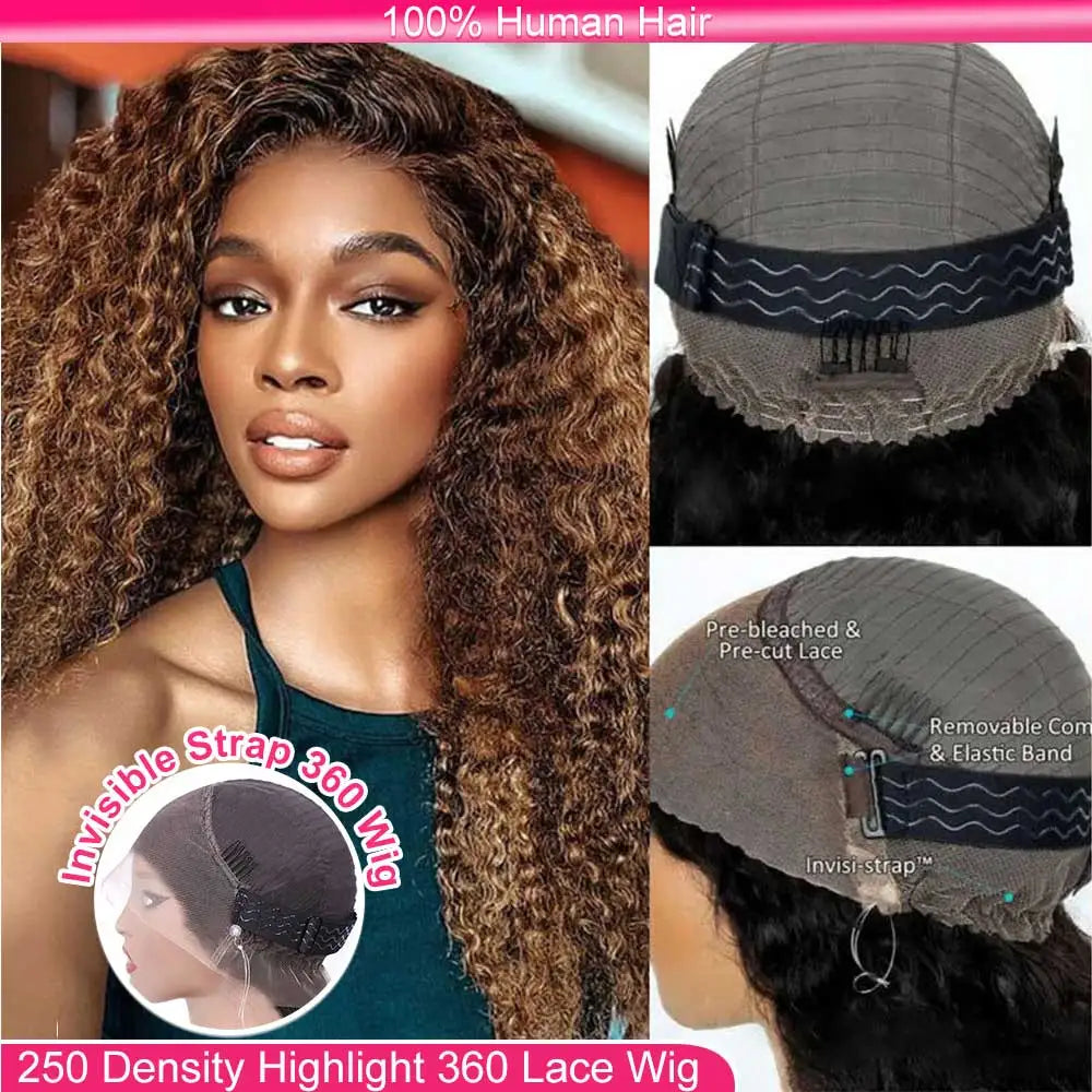 Invisi Strap 360 Full Hd Lace Frontal Wig 250 Density Chocolate Brown 30 Inch Deep Wave Lace Front Wig Glueless Wig Human Hair