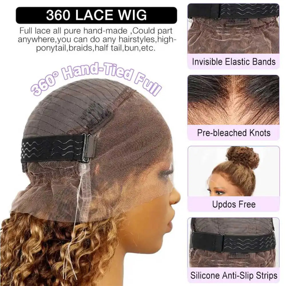 Invisi Strap 360 Full Hd Lace Frontal Wig 250 Density Chocolate Brown 30 Inch Deep Wave Lace Front Wig Glueless Wig Human Hair