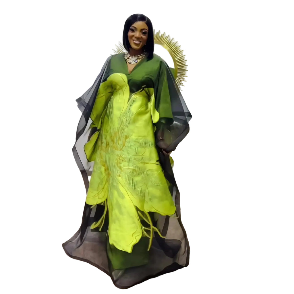 New african dresses for woman luxury Embroidery african dresses Two-piece set african dress woman