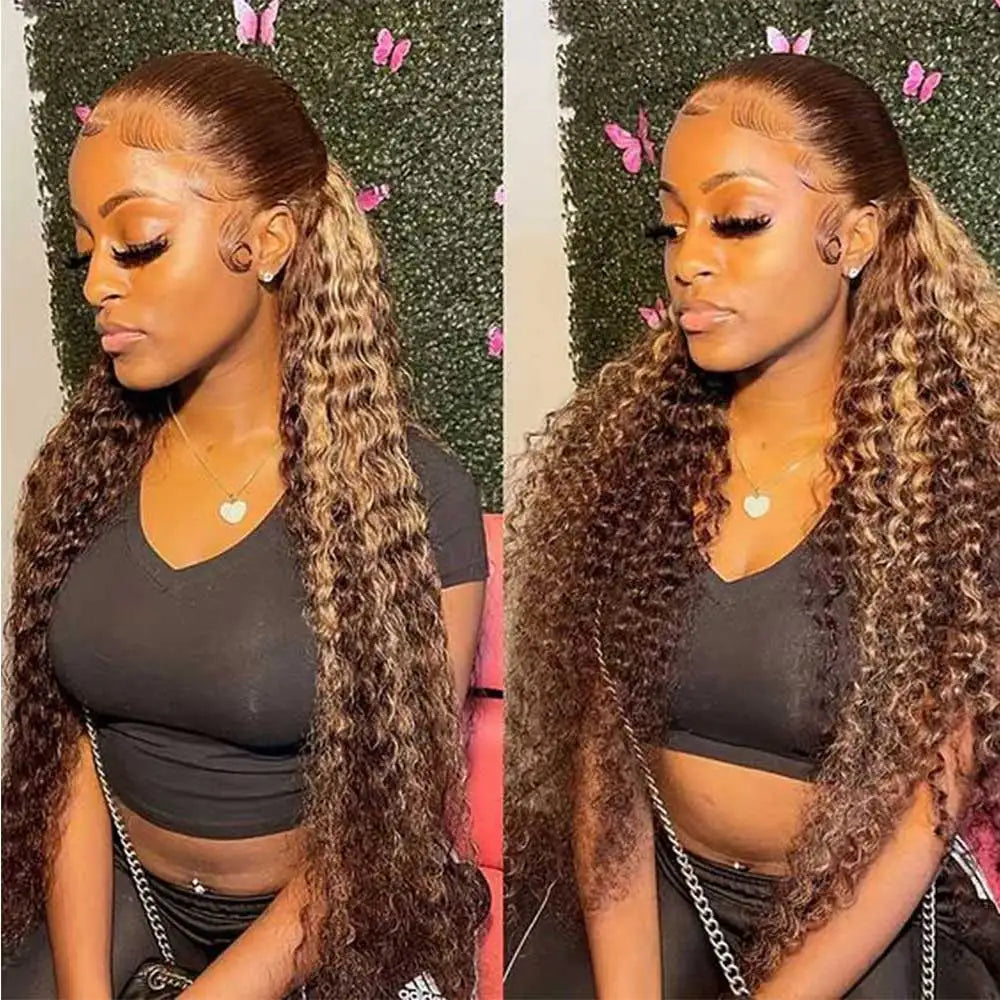 Invisi Strap 360 Full Hd Lace Frontal Wig 250 Density Chocolate Brown 30 Inch Deep Wave Lace Front Wig Glueless Wig Human Hair