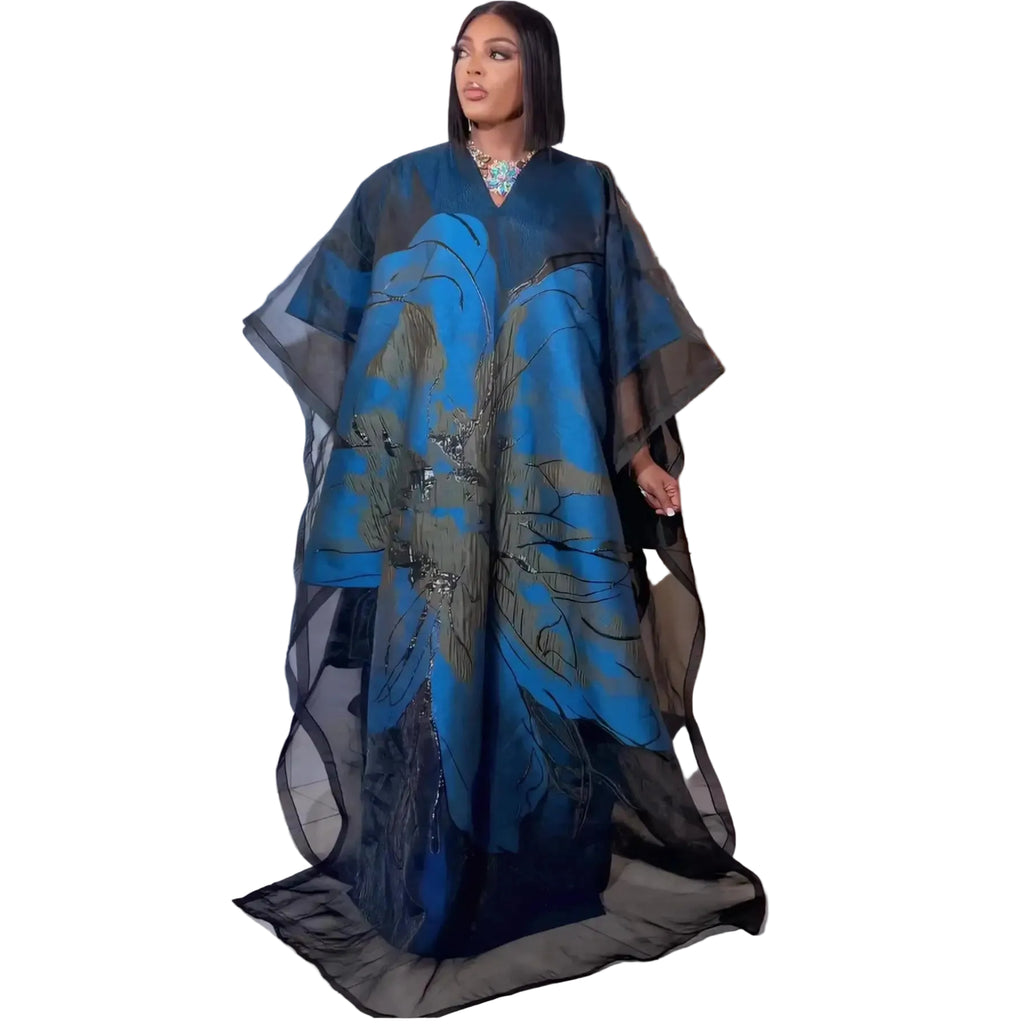 New african dresses for woman luxury Embroidery african dresses Two-piece set african dress woman
