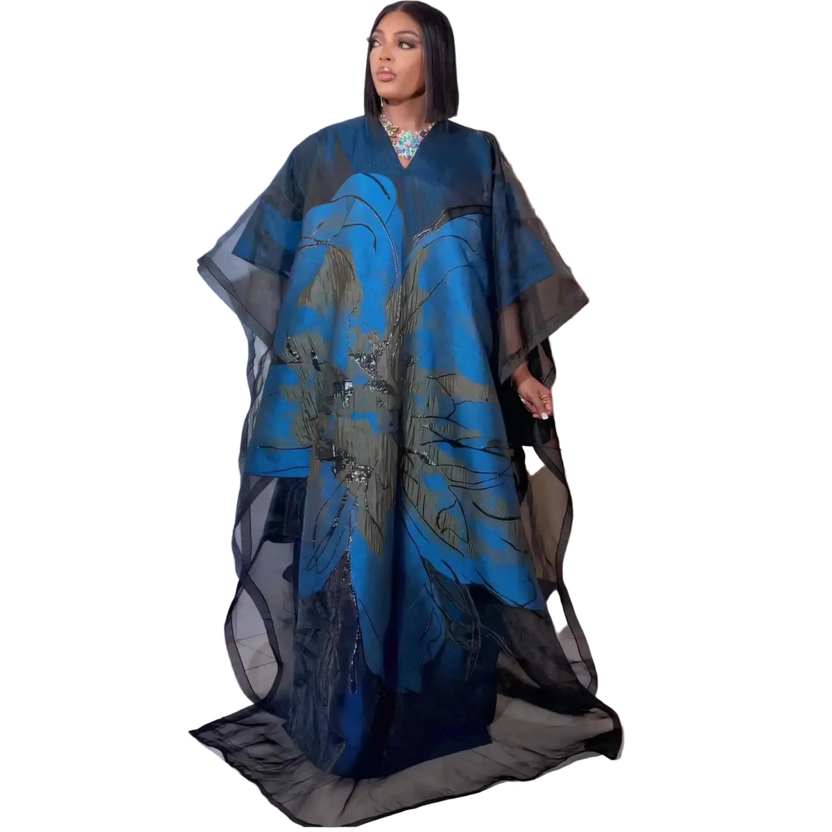 New african dresses for woman luxury Embroidery african dresses Two-piece set african dress woman