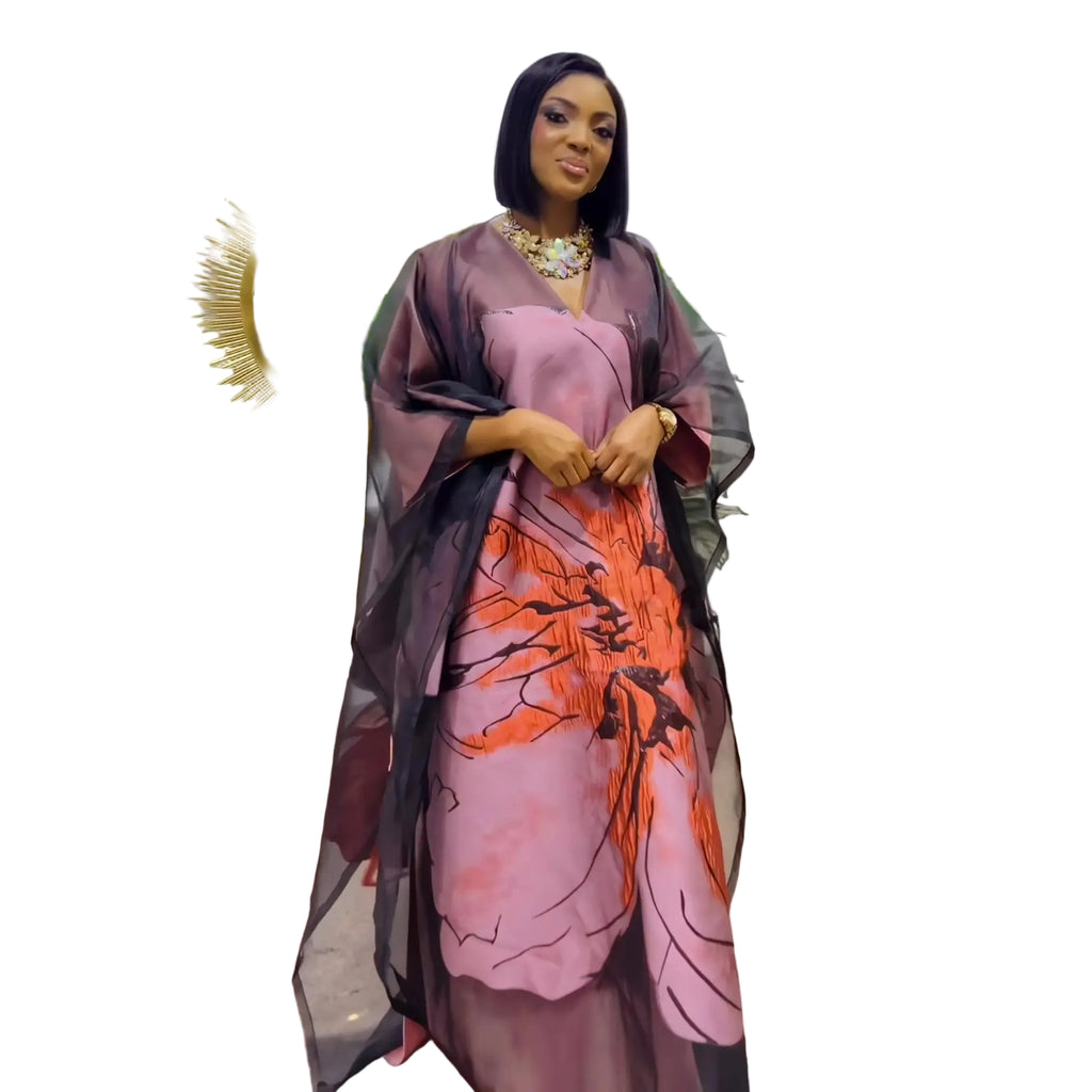 New african dresses for woman luxury Embroidery african dresses Two-piece set african dress woman