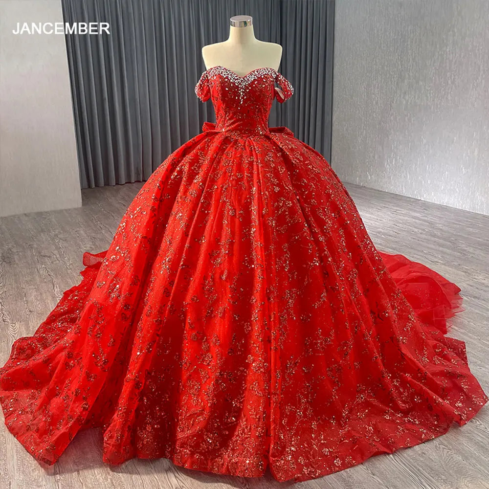Red Quinceanera Dresses Sweetheart Beaded Sweet 16 Party Ball Gowns Rsm241043-1