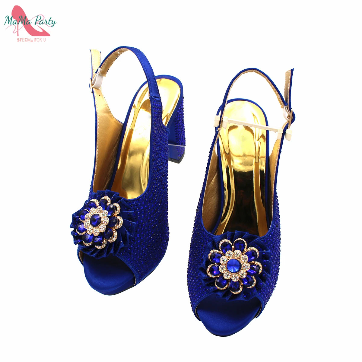 African Mature Women Shoes and Bag to Match in Teal Color Comfortable Heels with Platform for Garden Party