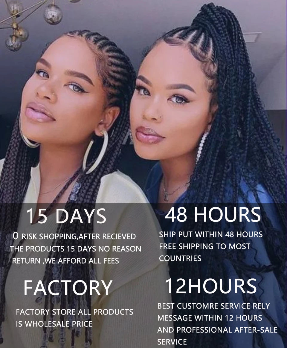 Ombre Boho Knotless Braided Wigs for Black Women 1B T30 Colors Bohemian Box Braids Wigs Perruques Tresses Africaines Naturelles