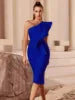 Europe Sexy One Shoulder Casual Midi Dress For Women Lace Vestidos