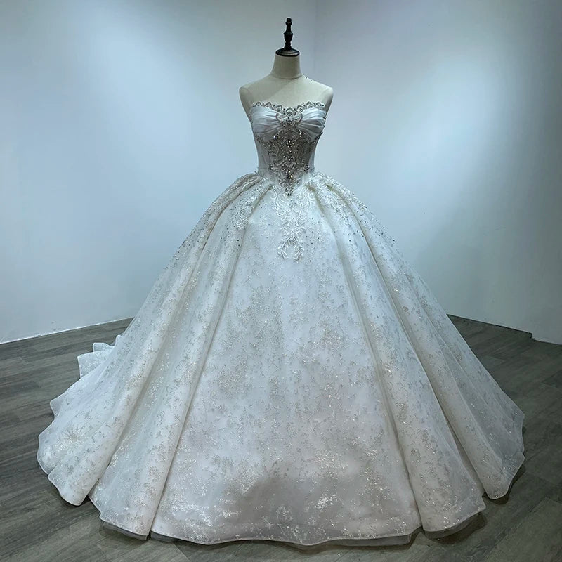 Jancember WM24 Beautiful Tank Beading Puffy Bridal Women's Wedding Gowns Dresses