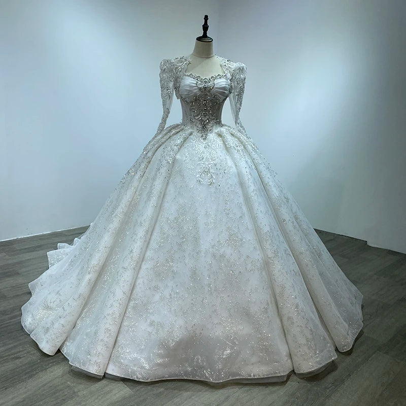 Jancember WM24 Beautiful Tank Beading Puffy Bridal Women's Wedding Gowns Dresses