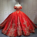 Jancember LSMU76 Elegant Red Flower Pattern Evening Quinceanera 15 Xv Anos Dresses