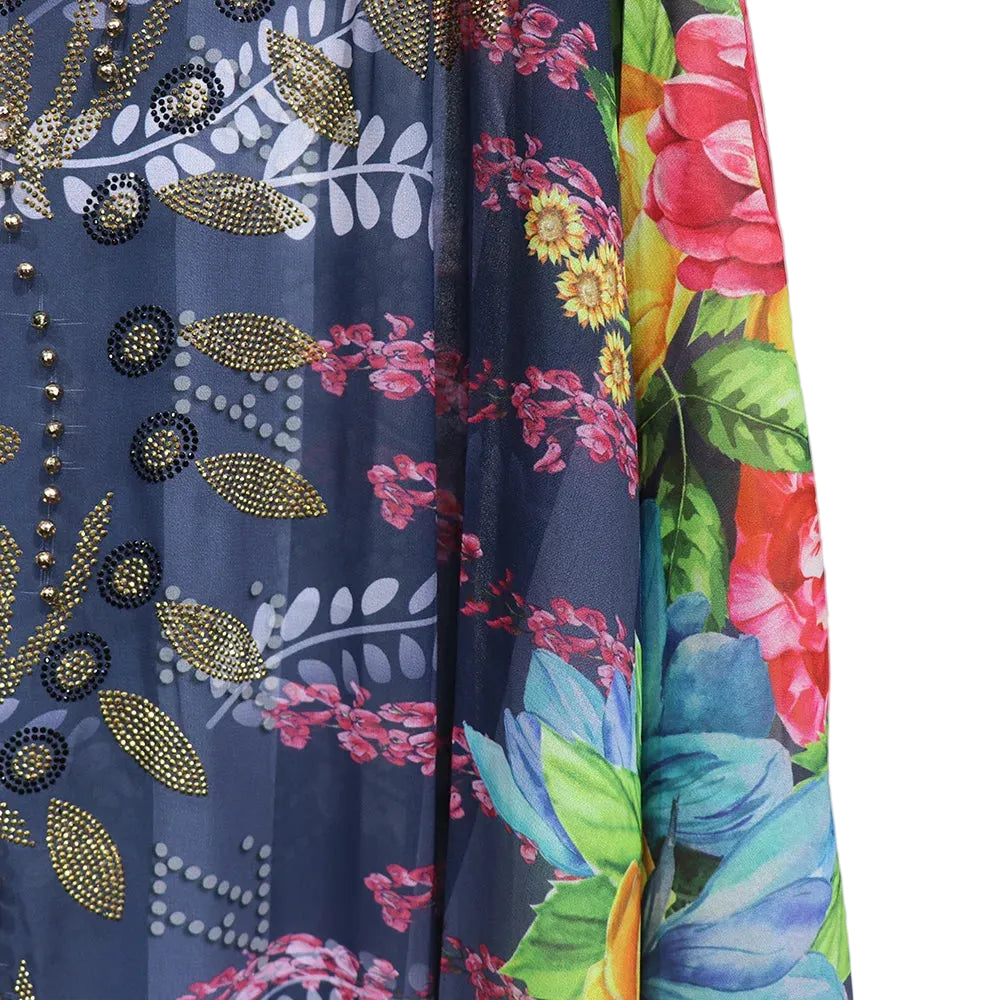 African mothers' large-swing dress quality chiffon fabric luxury artificial stone cannon bead decoration with black elastic vest